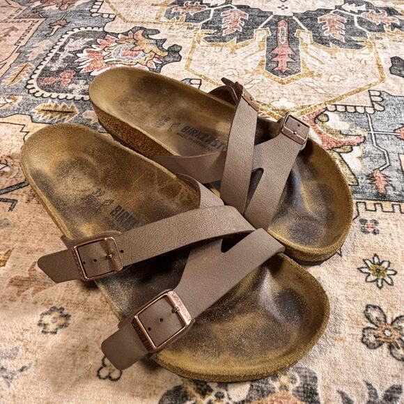 Birkenstock Women's Yao Mocha Brown Slip On Sandals Comfort Supportive Shoes 39 - Picture 2 of 10